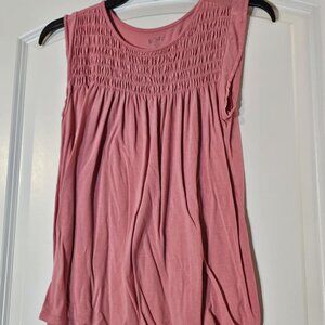 Pink Sleeveless Smocked Top
